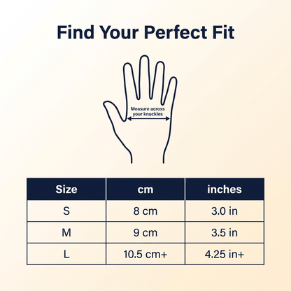 SilverWise Bamboo Compression Gloves size guide table