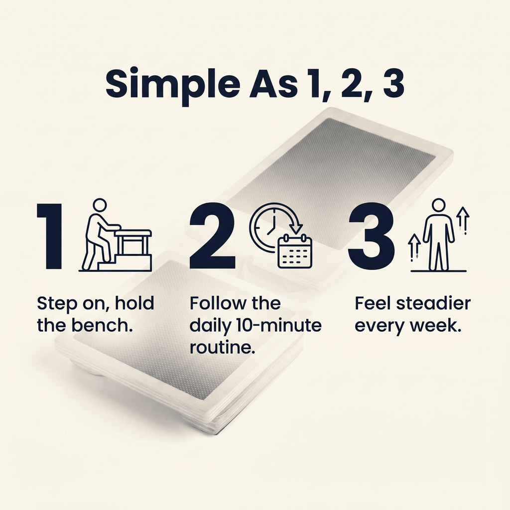Single leg balance board instructions on a white background