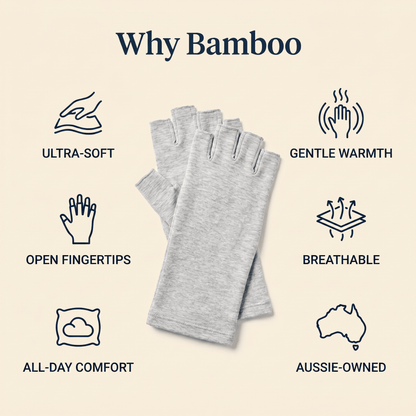 SilverWise Bamboo Compression Gloves 'Why bamboo' infographic 