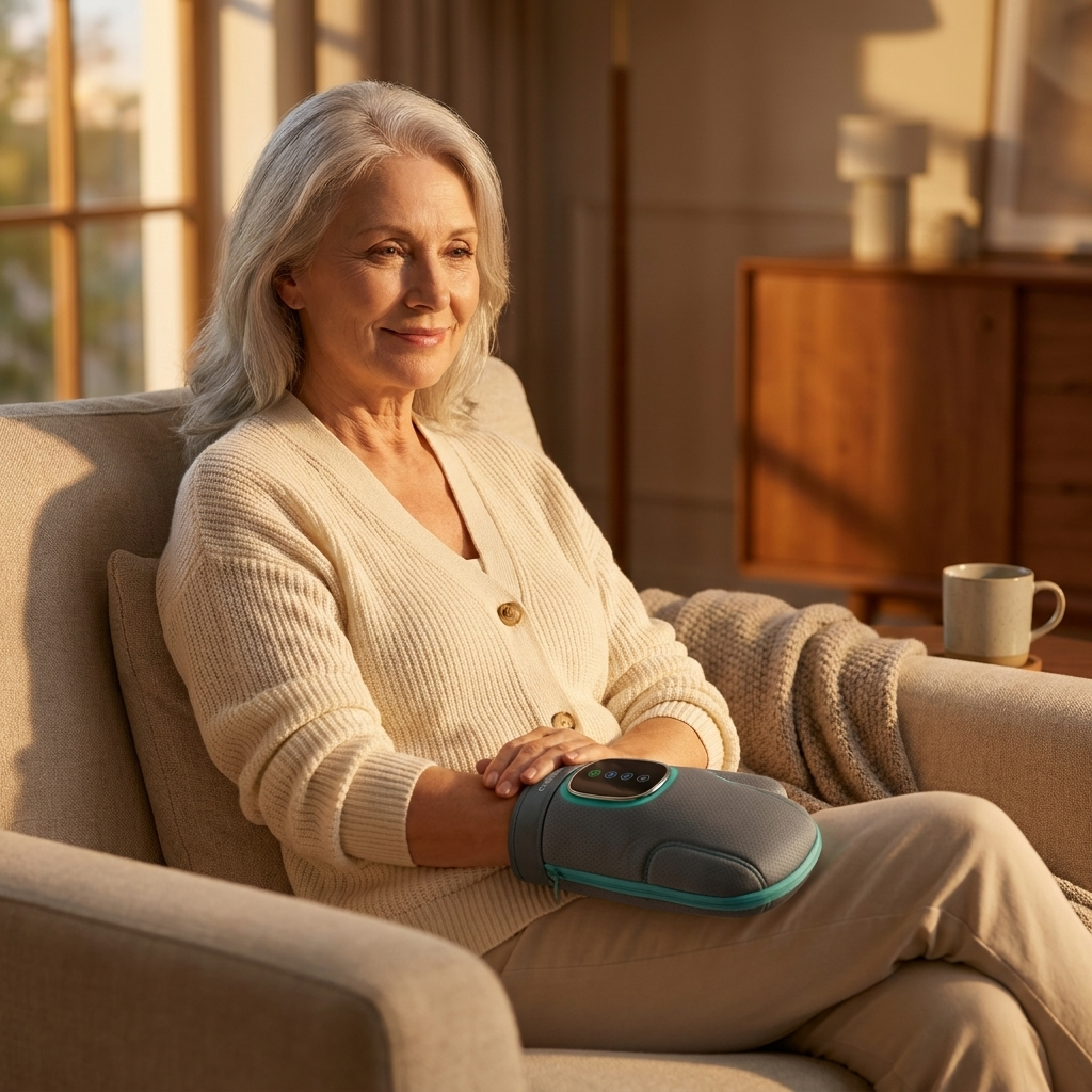 SilverWise Warming Hand Massager in use